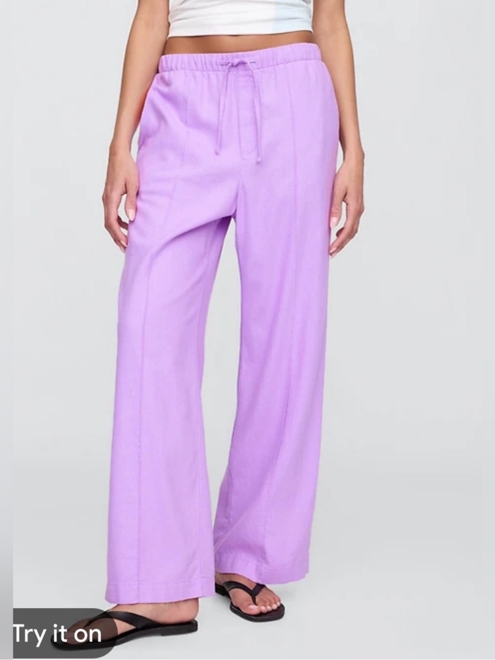 GAP Lavender Wide-Leg Drawstring Pants